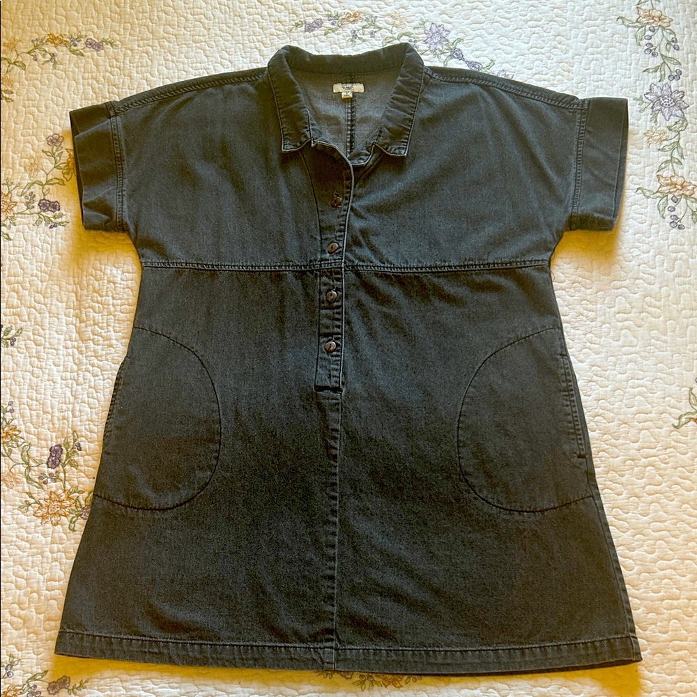 Easel Los Angeles Washed Black Denim Dress